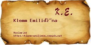 Klemm Emiliána névjegykártya